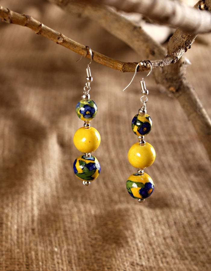 Yellow hot sale bead earrings