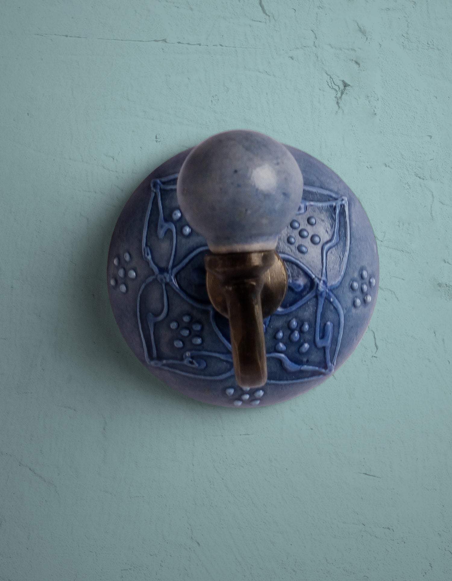 Handmade Floral Design Ceramic Round Wall Hook